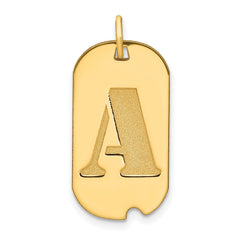 14k Yellow Gold High Polished Letter Initial Dog Tag Pendant,24x14mm - JewelryAffairs