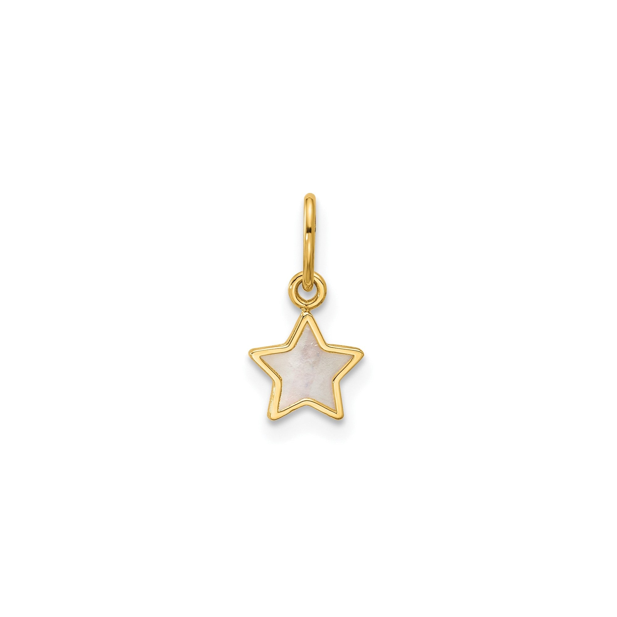 14K Yellow Gold Mother of Pearl Star Pendant,13x7mm - JewelryAffairs