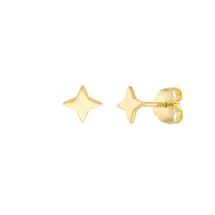 14k Yellow Gold North Star Stud Earrings,8mm - JewelryAffairs