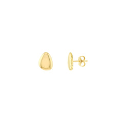 14k Yellow Gold Oval Disc Stud Earrings - JewelryAffairs