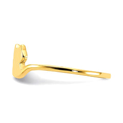 14k Yellow Gold Polished Cat Design Adjustable Cuff Ring - JewelryAffairs