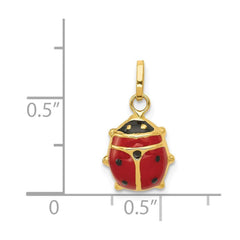 14k Yellow Gold Red Enameled Ladybug Pendant - JewelryAffairs