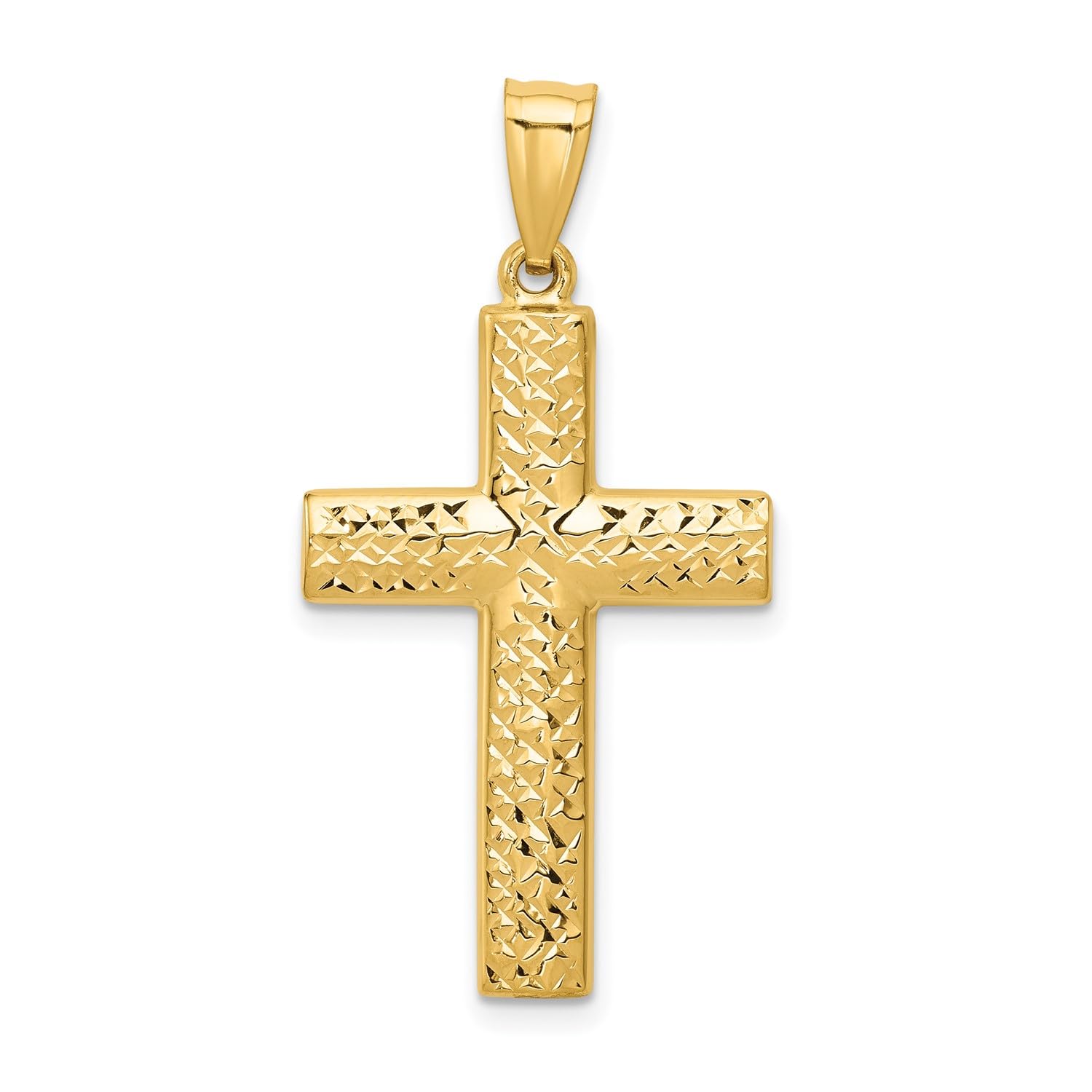 14K Yellow Gold Reversible Textured High Polished Cross Pendant, 36x18mm - JewelryAffairs