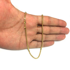 14k Yellow Gold Round Box Chain Necklace, 2.1mm - JewelryAffairs