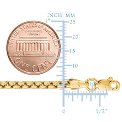 14k Yellow Gold Round Box Chain Necklace, 2.1mm - JewelryAffairs