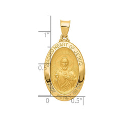 14K Yellow Gold Sacred Heart of Jesus Charm Pendant, 27x17mm - JewelryAffairs