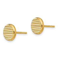 14K Yellow Gold Textured Round Disc Post Stud Earrings, 9mm - JewelryAffairs
