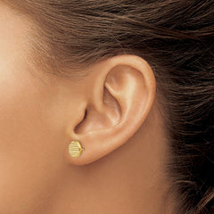 14K Yellow Gold Textured Round Disc Post Stud Earrings, 9mm - JewelryAffairs