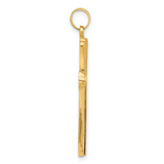 14k Yellow Real Gold Polished and Grooved Hollow Cross Pendant, 35x20mm - JewelryAffairs