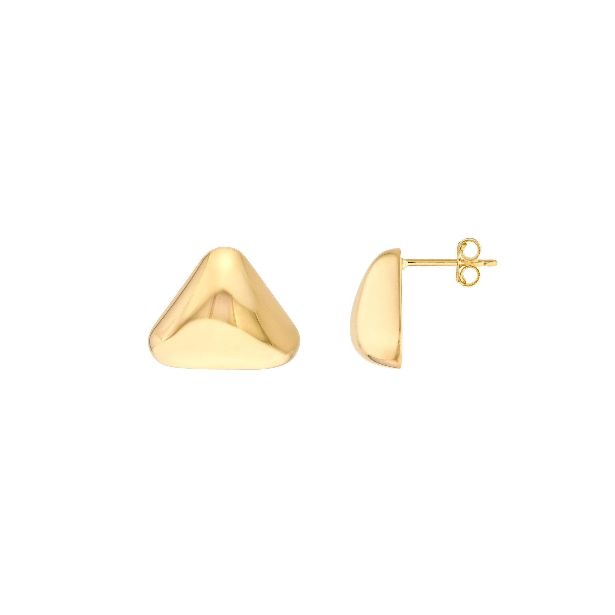 14k Yellow Solid Gold Triangular Stud Earrings,10mm - JewelryAffairs