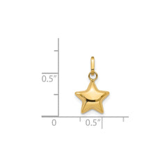 14K Yellow Gold 3D Puffed Star Charm Pendant, 14x10mm