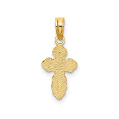 14K Yellow Gold Russian Eastern Orthodox Cross Crucifix Pendant Charm, 12x8mm