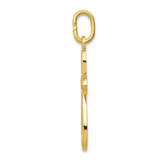 14k Yellow Gold Small Ribbon Cross Religious Pendant