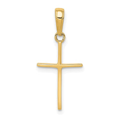 14k Yellow Solid Gold High Polished Cross Unisex Pendant, 24x11mm