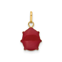 14k Yellow Gold Red Enameled Ladybug Pendant