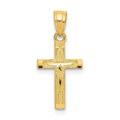 10k Yellow Gold Diamond Cut Cross Pendant, 20mm x 11mm