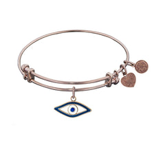 Angelica Stipple Finish Brass Evil Eye Bangle Bracelet, 7.25