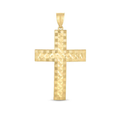 14K Yellow Gold Texture Cross Charm Pendant