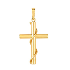 14K Yellow Gold Cable Cross Charm Pendant