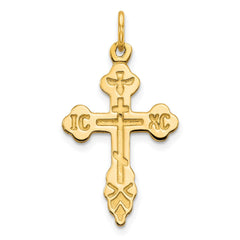 10K Yellow Gold Russian Eastern Orthodox Cross Crucifix Pendant Charm, 30x17mm