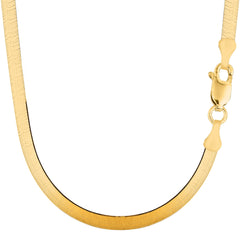14k Yellow Real Solid Gold Imperial Herringbone Chain Necklace, 6.0mm, 18