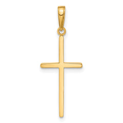 14k Real Yellow Solid Gold Polished Cross Pendant Charm 30x12mm