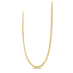 14k Real Solid Yellow Gold Rapunzel Woven Chain Necklace, 18"