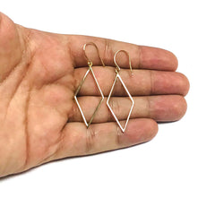 14K Yellow Gold Shiny Drop Triangle Earrings