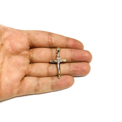 14k 2 Tone Gold Round Tube Crucifix Pendant fine designer jewelry for men and women