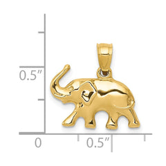 14k Yellow Gold Elephant Pendant, 17x17mm