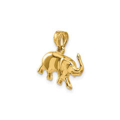 14k Yellow Gold Elephant Pendant, 17x17mm