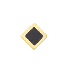 14k Yellow Gold Black Enamel Rhombus Stud Earrings, 5mm
