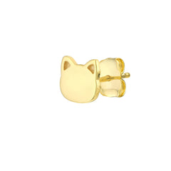 14k Gold Cat Stud Figure Earrings, 10mm