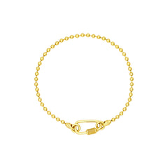 Real 14k Yellow Gold Unisex Oval Twist Barrel Lock Bead Bracelet, 8.5 Inch
