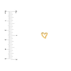 14K Yellow Gold Open Heart Stud Earrings, 6mm