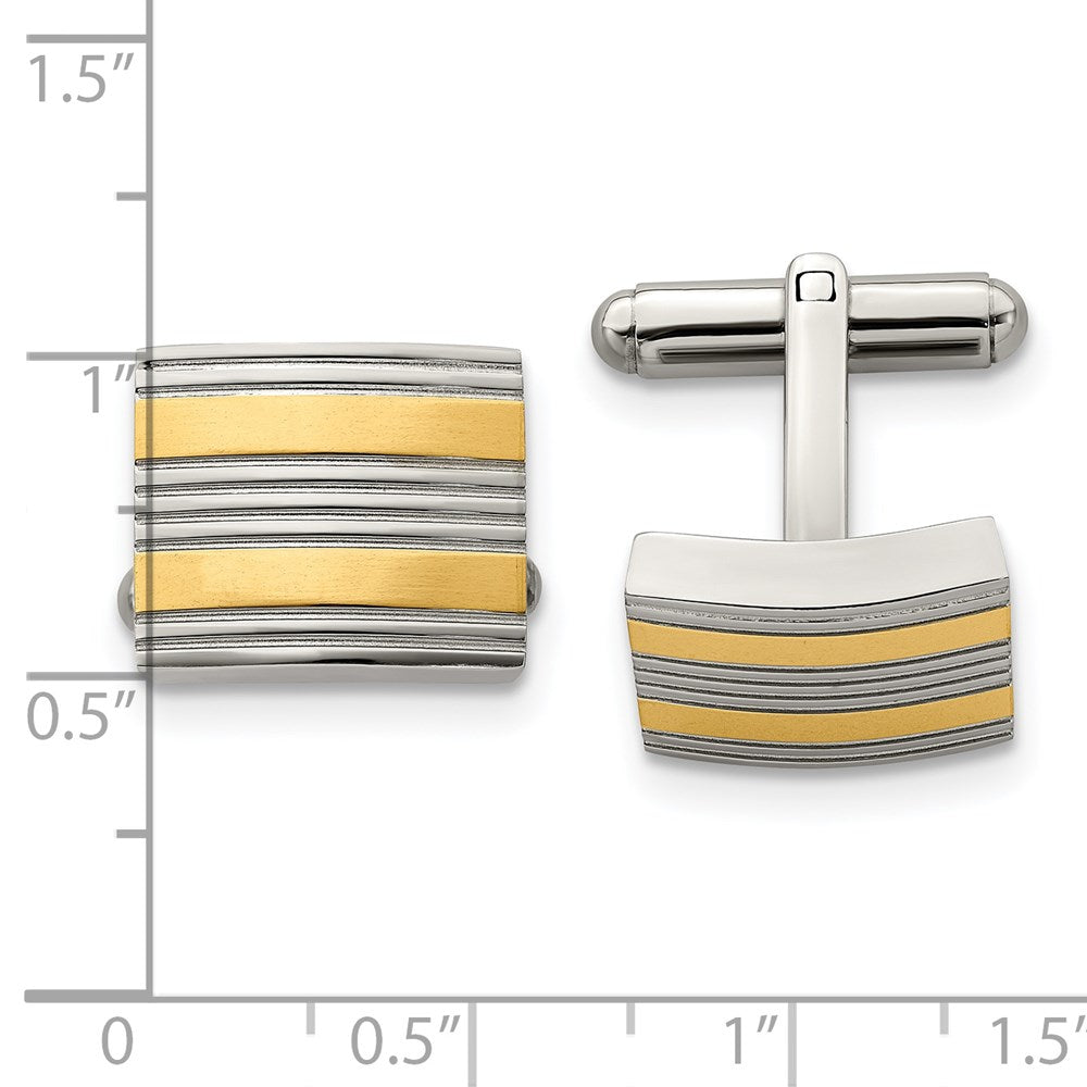 Chisel Stainless Steel Polished Yellow IP-Plated Cufflinks fine designer jewelry for men and women