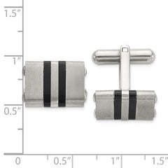 Chisel Stainless Steel Brushed and Polished Black IP-Plated Striped Cuff Links fine designer jewelry for men and women