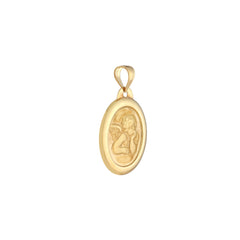 14k Yellow Gold Framed Guardian Angel Pendant, 15mm