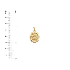 14k Yellow Gold Framed Guardian Angel Pendant, 15mm
