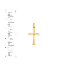 14K Yellow Gold Cross Pendant, Flared Edges, 1 Inch Length