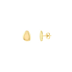 14k Yellow Gold Oval Disc Stud Earrings
