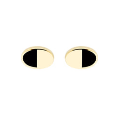 14k Yellow Gold and Black Enamel Oval Stud Earrings, 6x4mm