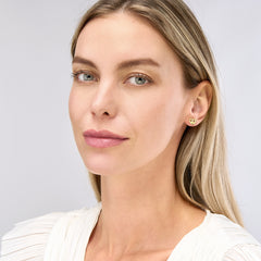 14k Yellow Gold Heart Puff Mariner Stud Earrings, 8mm