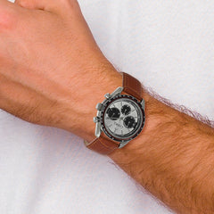 Chisel Mens Stainless Steel Brown Leather Chronograph Watch