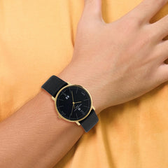 Mens Charles Hubert IP-plated Stainless Steel Black Dial Watch