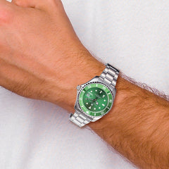 Charles Hubert Stainless Steel Green Dial/Bezel Men's Watch