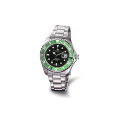Charles Hubert Stainless Steel Black Dial Green Bezel Men's Watch