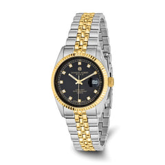 Mens Charles Hubert Two-tone Stainless Steel Black Dial Watch
