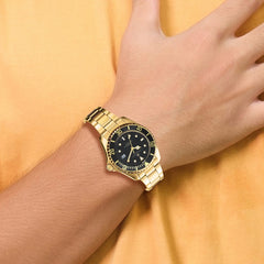 Mens Charles Hubert Gold-plated Stainless Steel Black Dial Watch