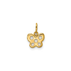 14K Yellow Gold Mother of Pearl Butterfly Pendant Charm, 13x9mm